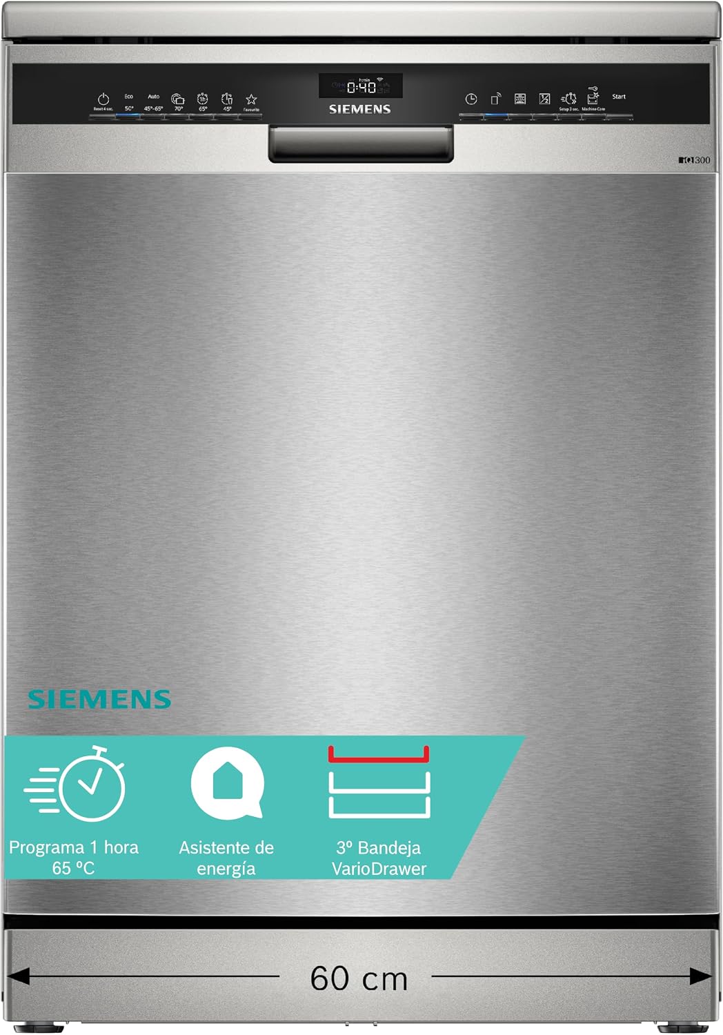 Siemens iQ300 lavavajillas, 60 cm, acero