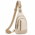 Bolso Bandolera Beige con Correa Ajustable y Detalles Dorados