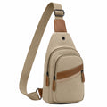 Bolso Bandolera Casual para Hombre Beige con Bolsillos Múltiples