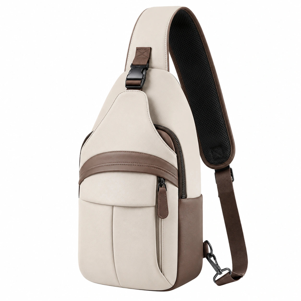 Mochila Bandolera Antirrobo Unisex Beige y Marrón