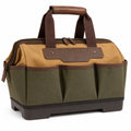 Bolso organizador de herramientas con base reforzada verde y marrón