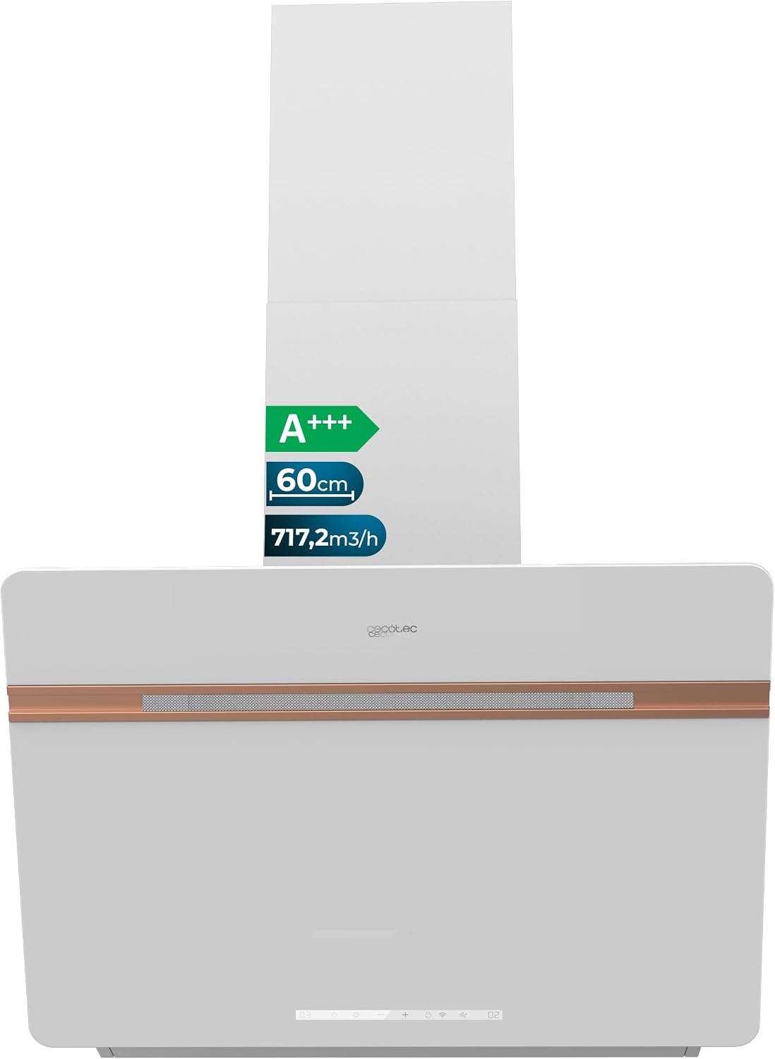 Cecotec DT 607500 campana extractora, 60 cm, 717,2 m³/h, aluminio, vidrio