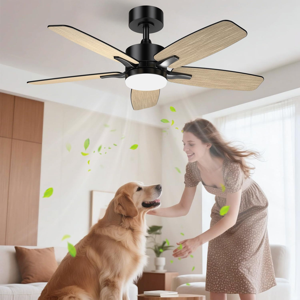 Ventiladores para el techo con lámpara, 106 cm, con iluminación LED, con mando a distancia, para el dormitorio, para el salón, Airwit
