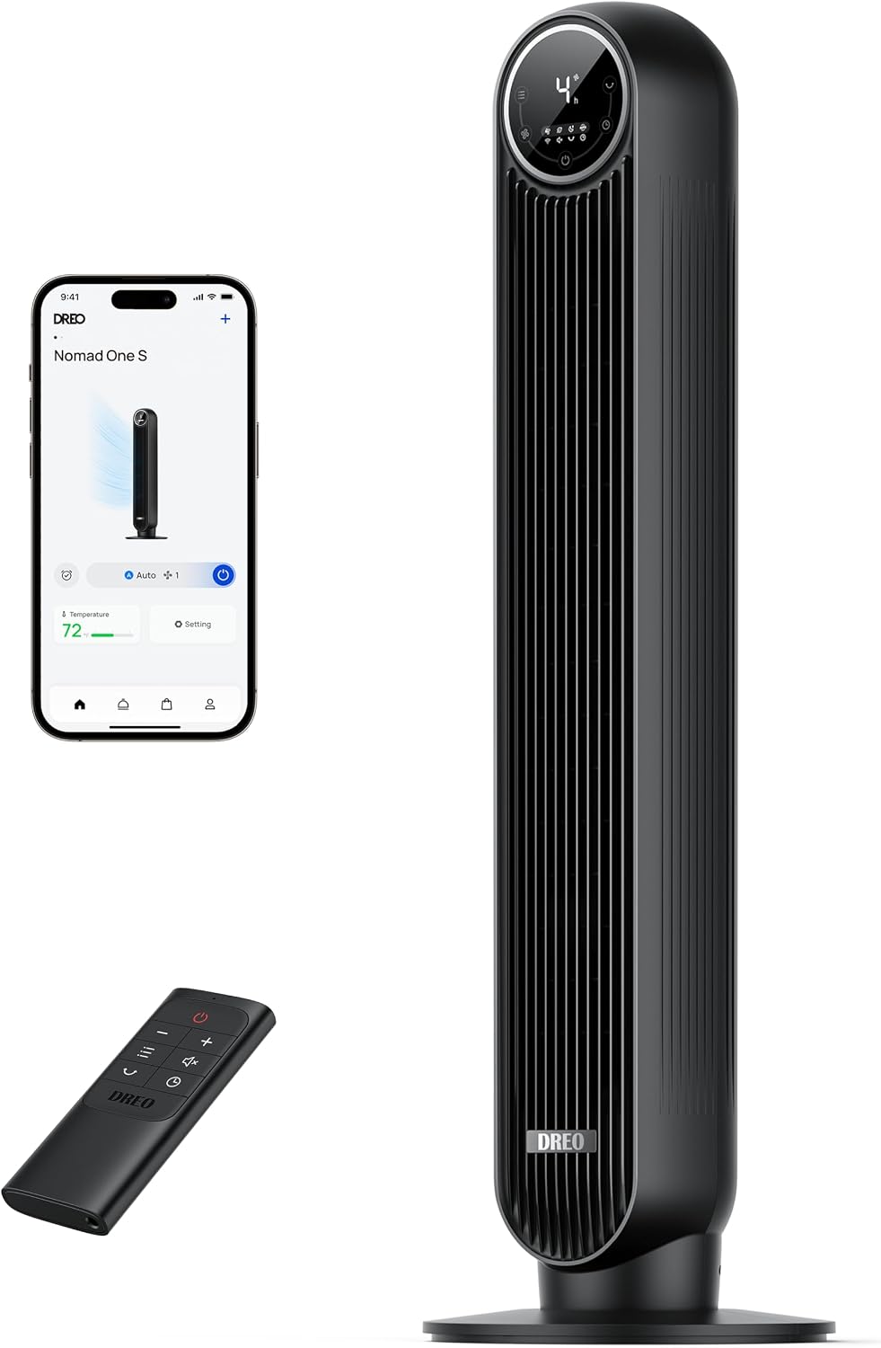 Ventiladores de torre, con iluminación LED, con mando a distancia, negro, DREO