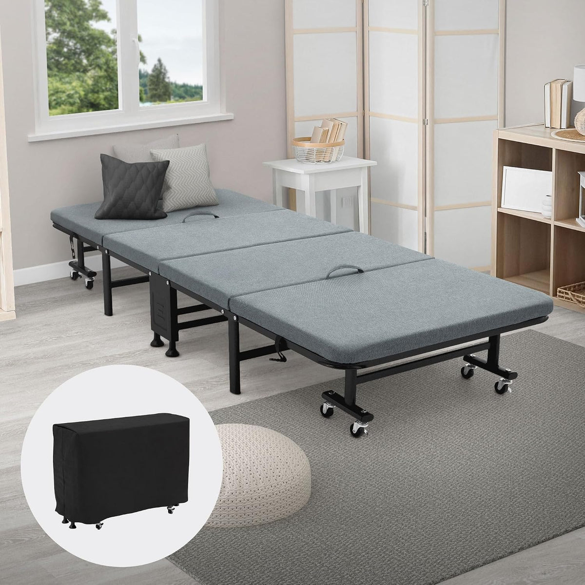 Cama, 80 × 190 cm, 200 kg, plegable, acero, ECD Germany