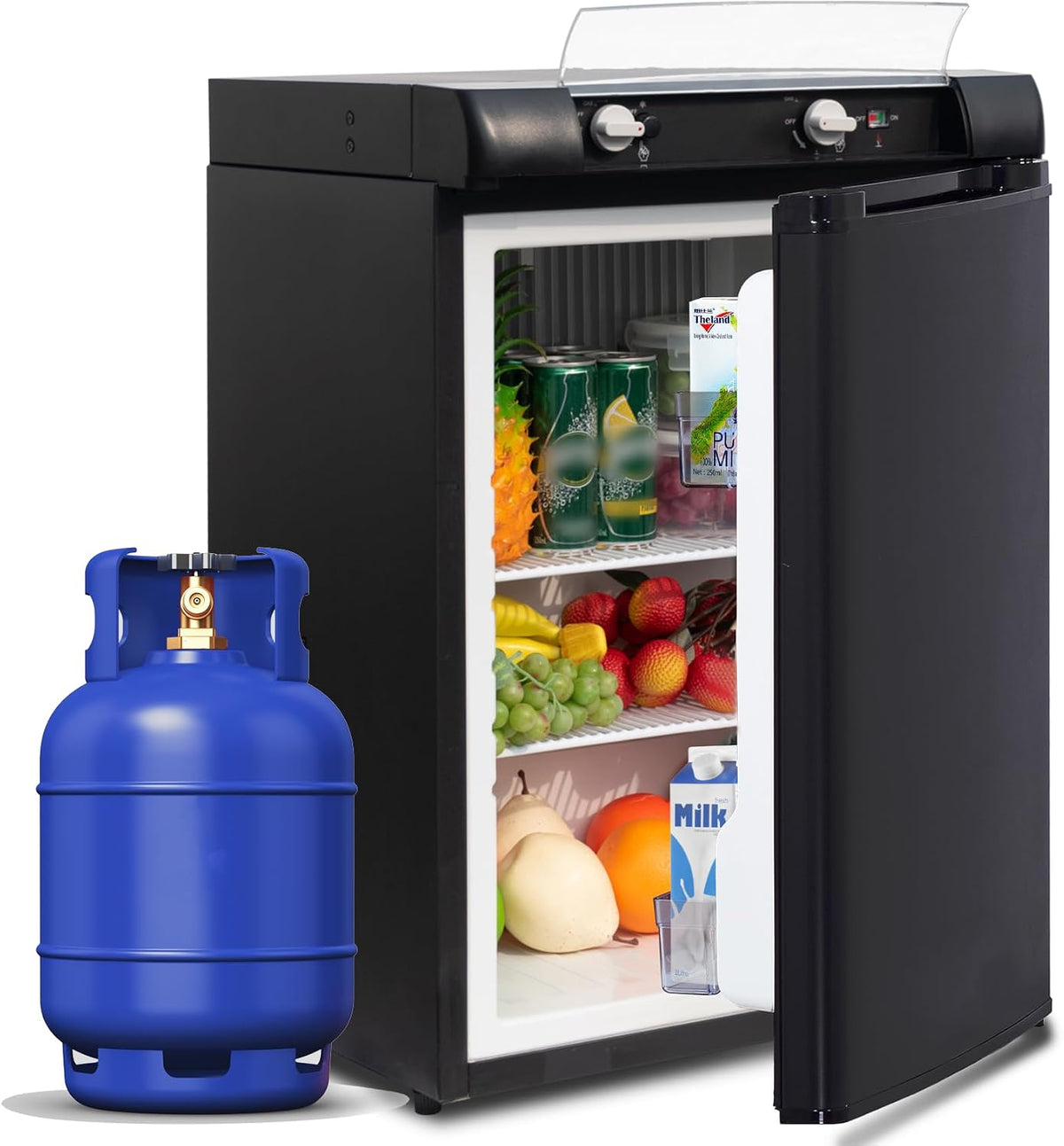 Frigorífico, 46,0 cm, 12 V, 220 V, 60 L, negro, SMETA