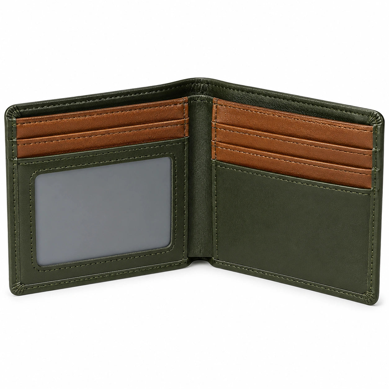 Billetera de Hombre Verde y Marrón con Ranuras para Tarjetas