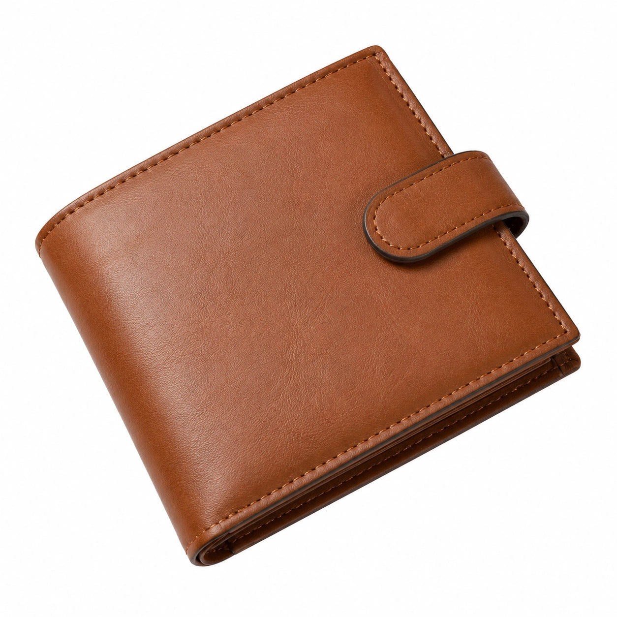 Cartera plegable marrón con broche para hombre