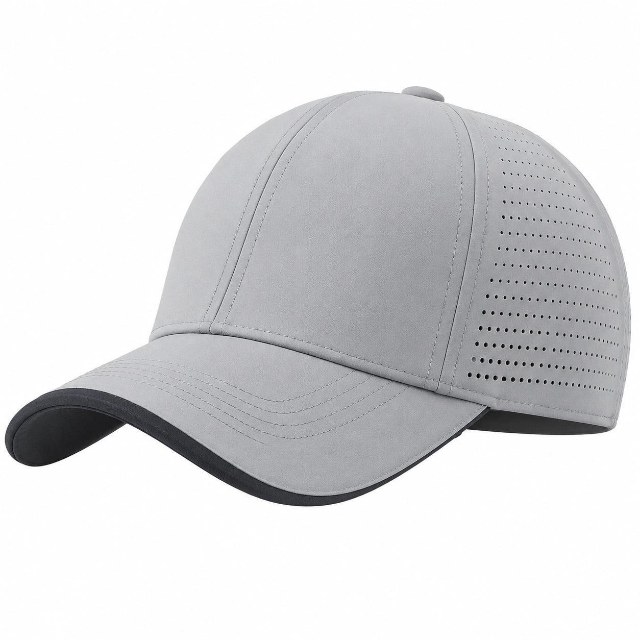 Gorra de béisbol gris con ventilación