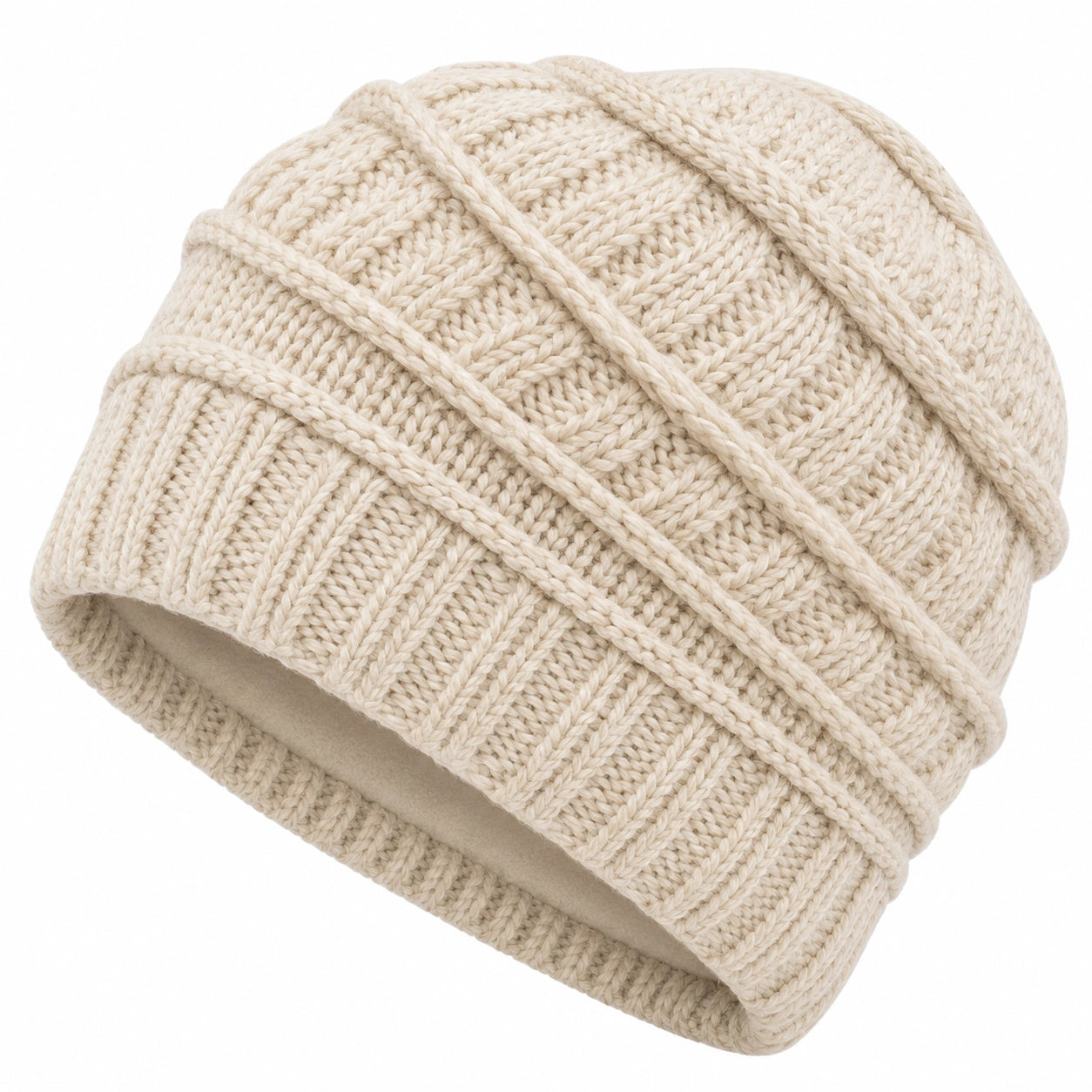 Gorro de Punto Trenzado para Adultos Beige