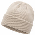 Gorro de Punto Acanalado Beige Talla Única