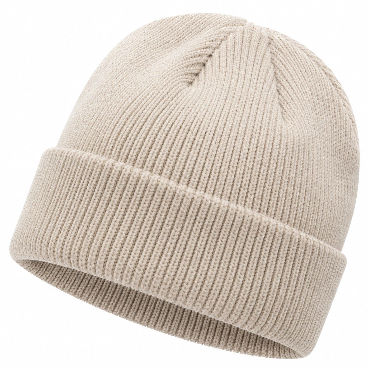 Gorro de Punto Acanalado Beige Talla Única