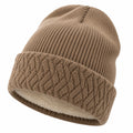Gorro de Punto con Forro Interior de Felpa Beige