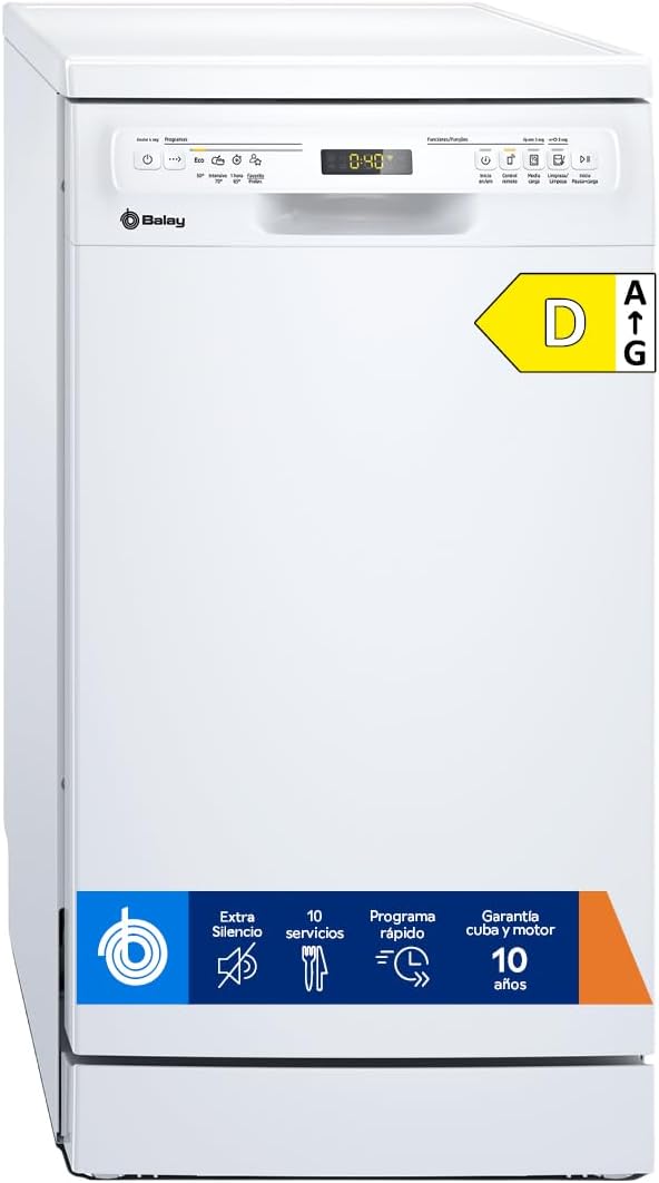 Lavavajillas 3VN4031BA, 45 cm, blanco, Balay Electrodomésticos