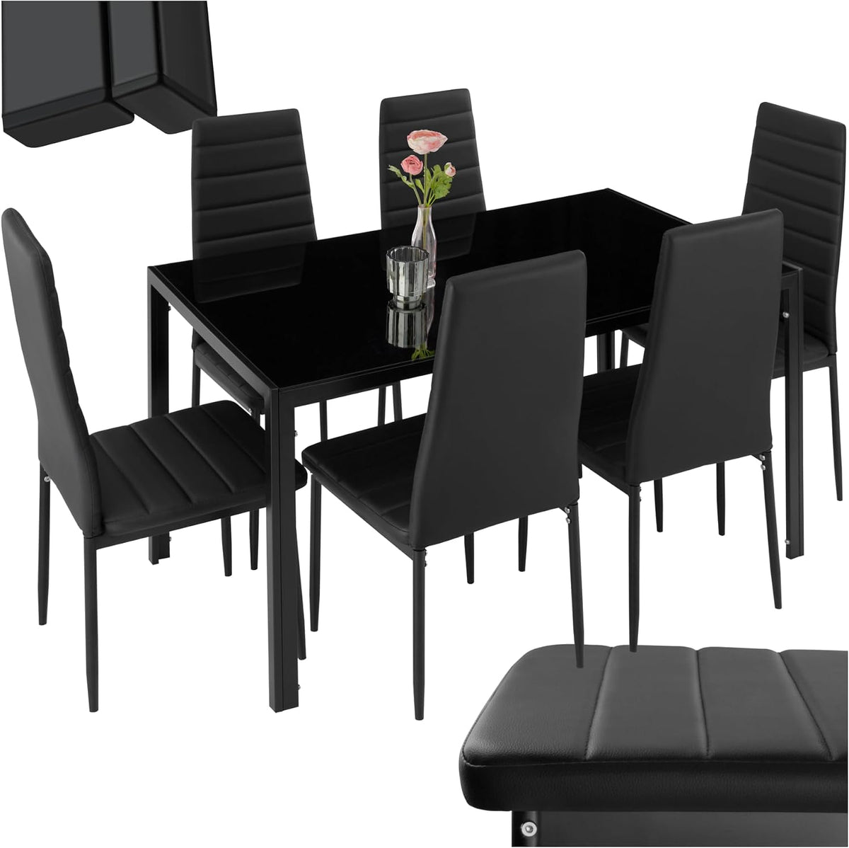 Conjunto de mesa y sillas, 130 × 70 × 75 cm, tectake