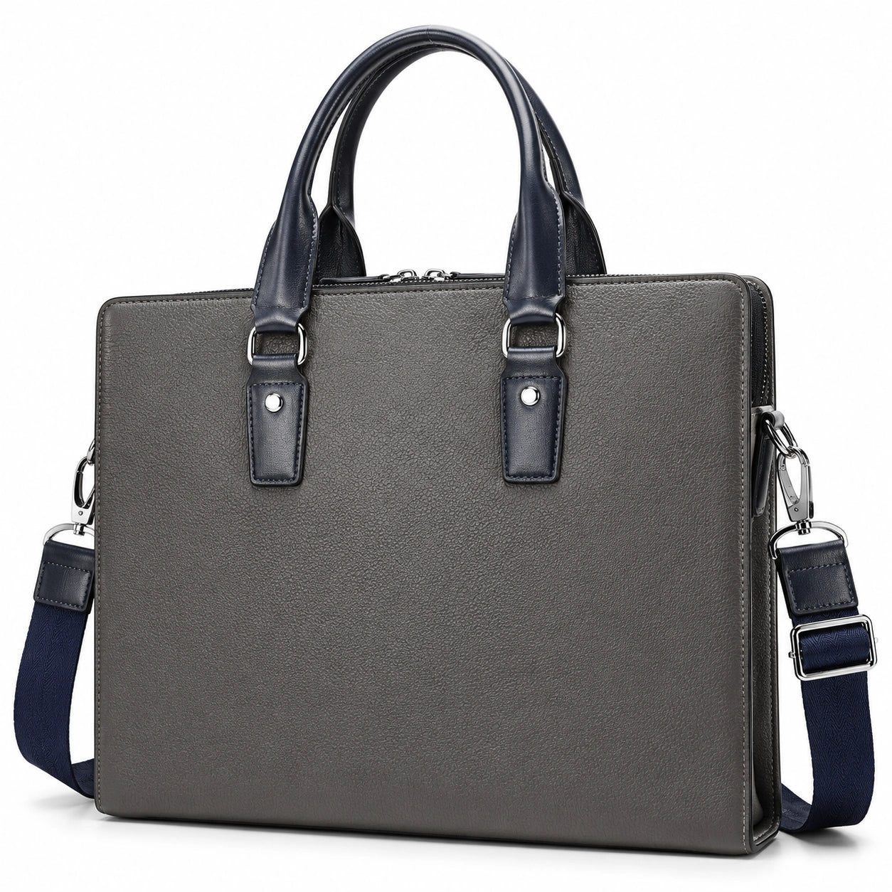 Maletín Vertical para Portátil Gris con Correa Azul Ajustable