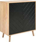 Beliani armario, 40 cm, con estantes, madera, negro, para el dormitorio