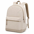 Mochila beige con compartimento principal y correas ajustables
