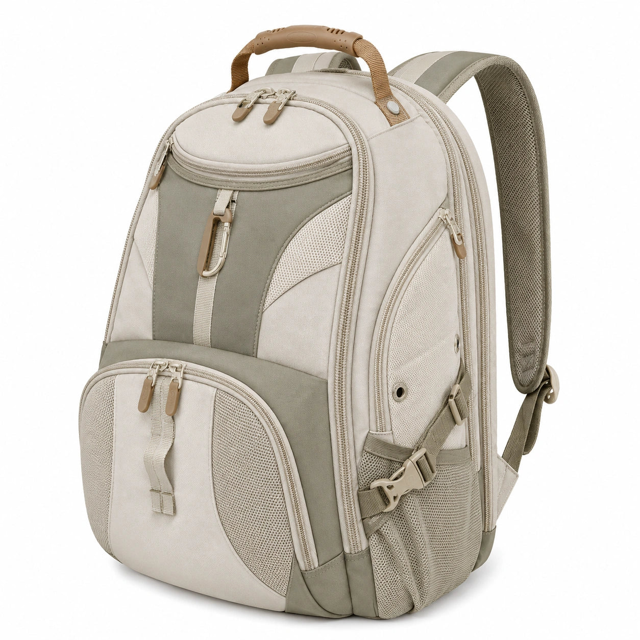 Mochila Multiusos para Actividades al Aire Libre Verde y Beige