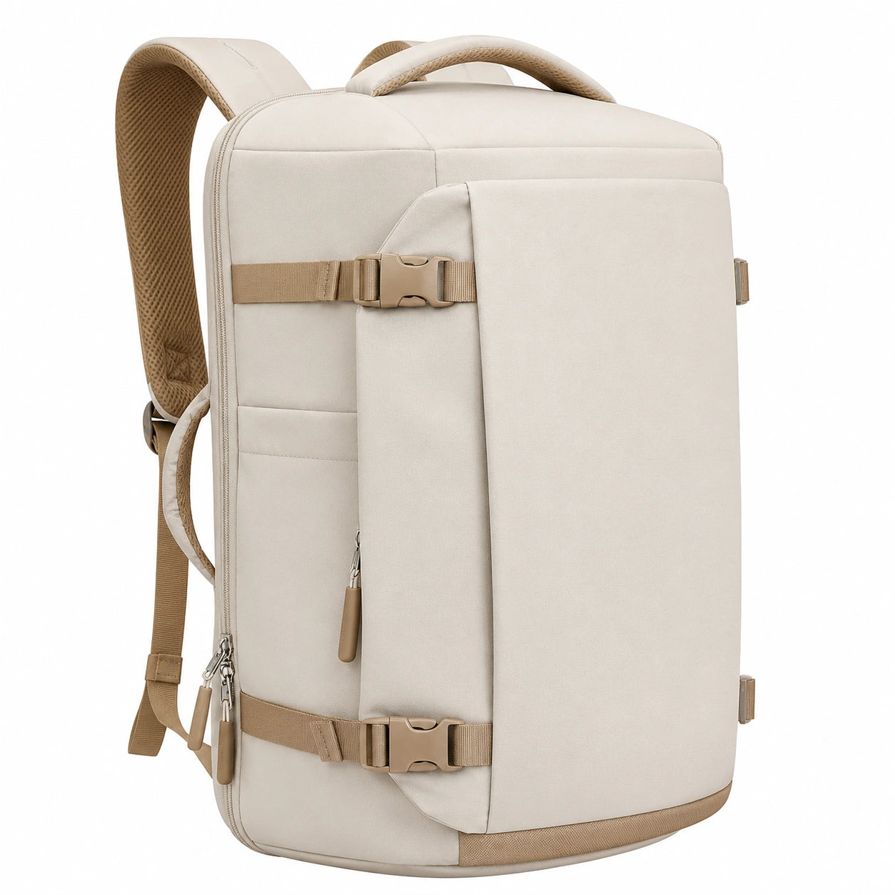 Mochila grande beige multifuncional para viajes y uso diario