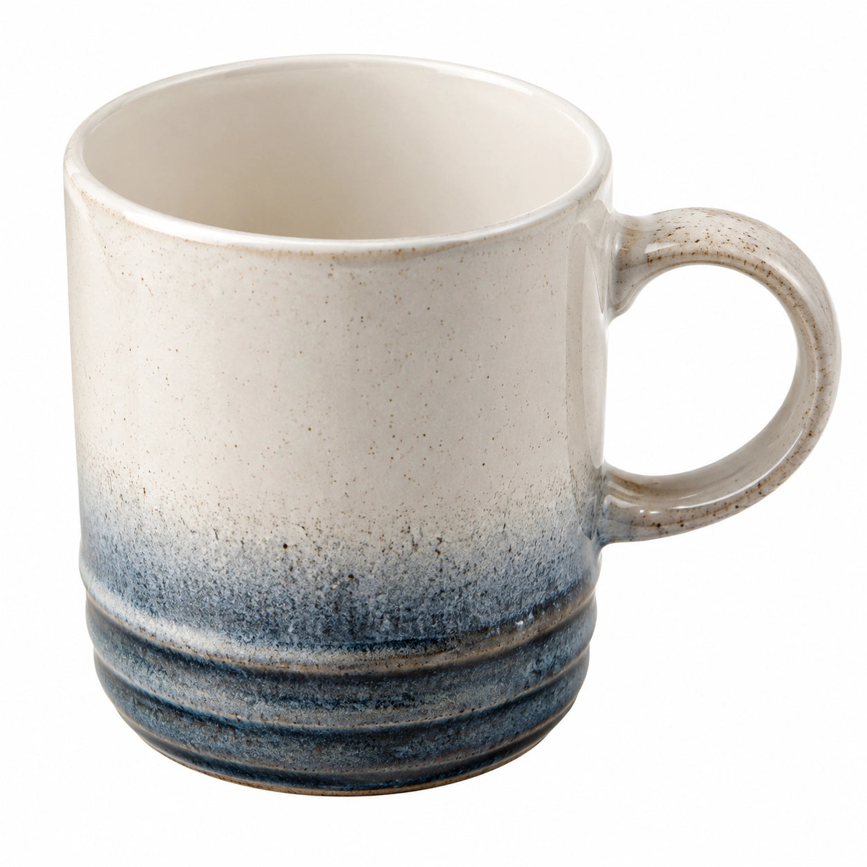 Taza de cerámica esmaltada blanca y azul 300ml