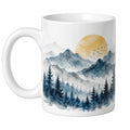 Taza de cerámica con diseño de paisaje montañoso y sol - 350ml