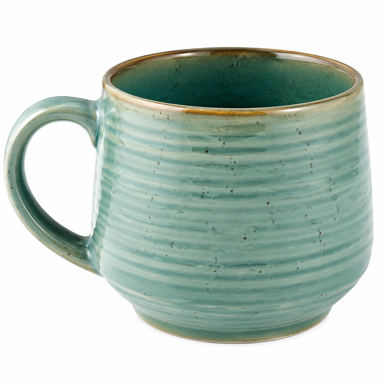 Taza verde estriada de cerámica 350ml