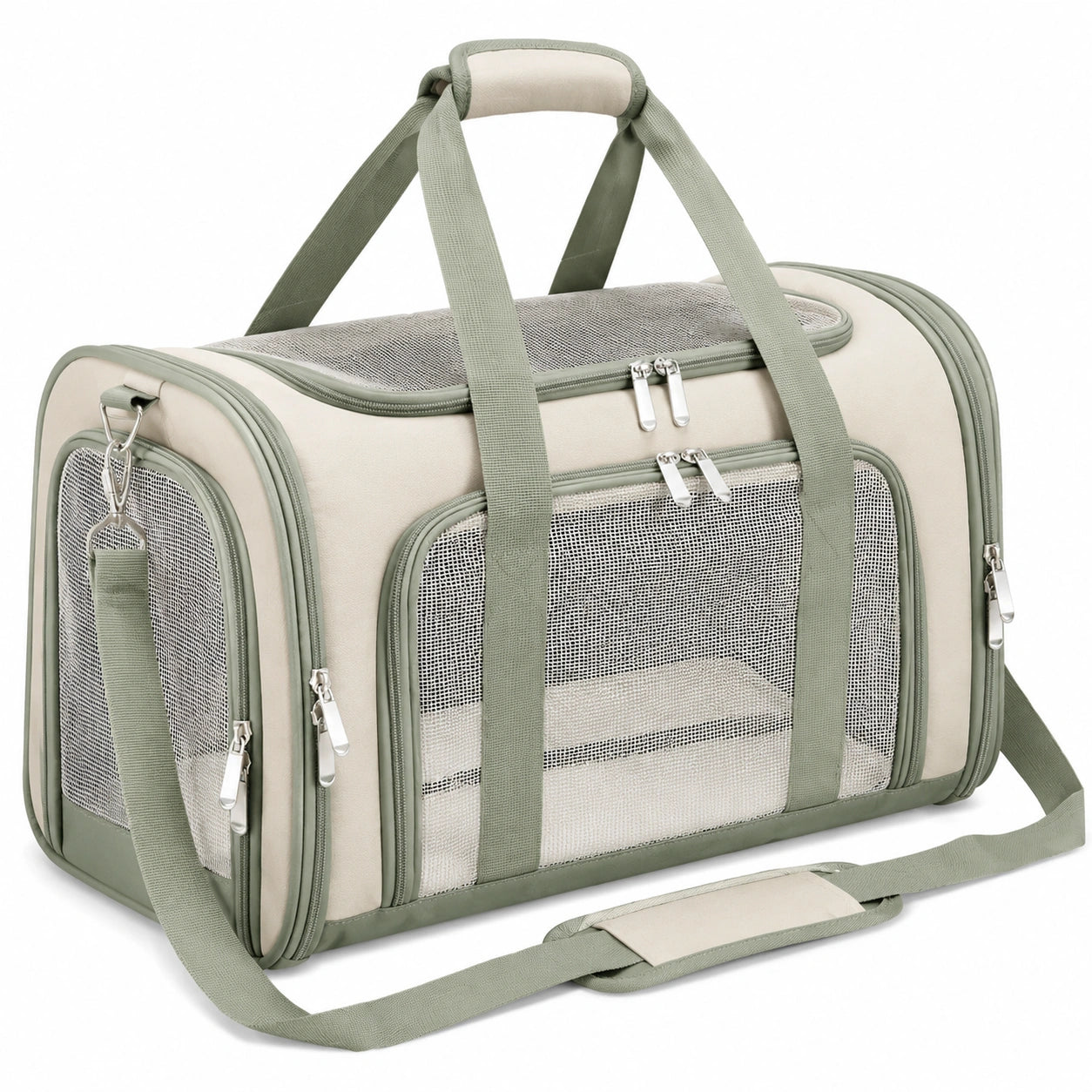 Transportín para Mascotas Verde con Ventilación de Malla
