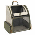 Mochila para Mascotas Transpirable Verde/Beige con Paneles de Malla