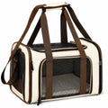 Transportín para Mascotas Portátil Beige/Marrón con Malla Ventilada