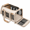 Transportín Beige para Mascotas Pequeñas con Malla de Ventilación 45x25x30cm