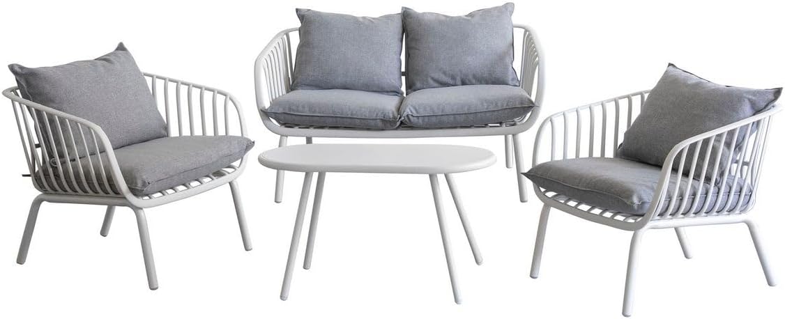 Mesa de centro, 79 × 72 × 80 cm, gris, para el jardín, LOLAhome