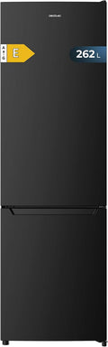 Cecotec frigorífico combi, 54 × 55 × 176 cm, 262 L, con iluminación LED, vidrio, negro