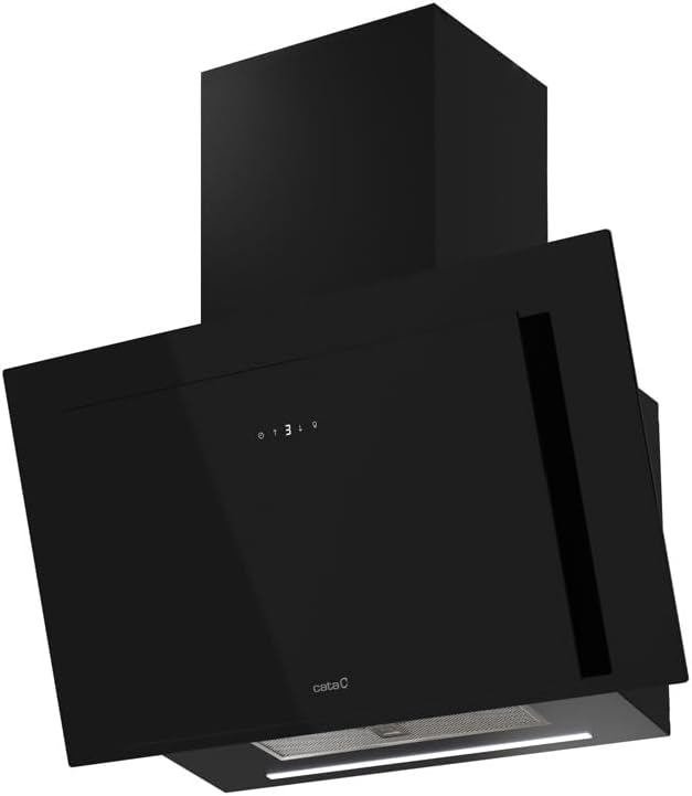 Campana extractora PRO 800, 80 cm, 842 m³/h, con iluminación LED, regulable, vidrio, negro, Cata