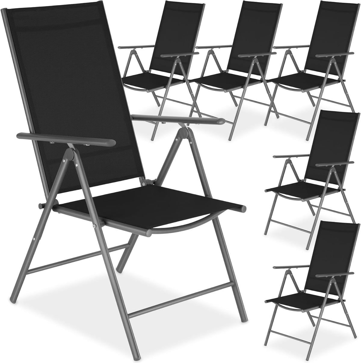 Silla, regulable, aluminio, gris, para el jardín, para la terraza, tectake