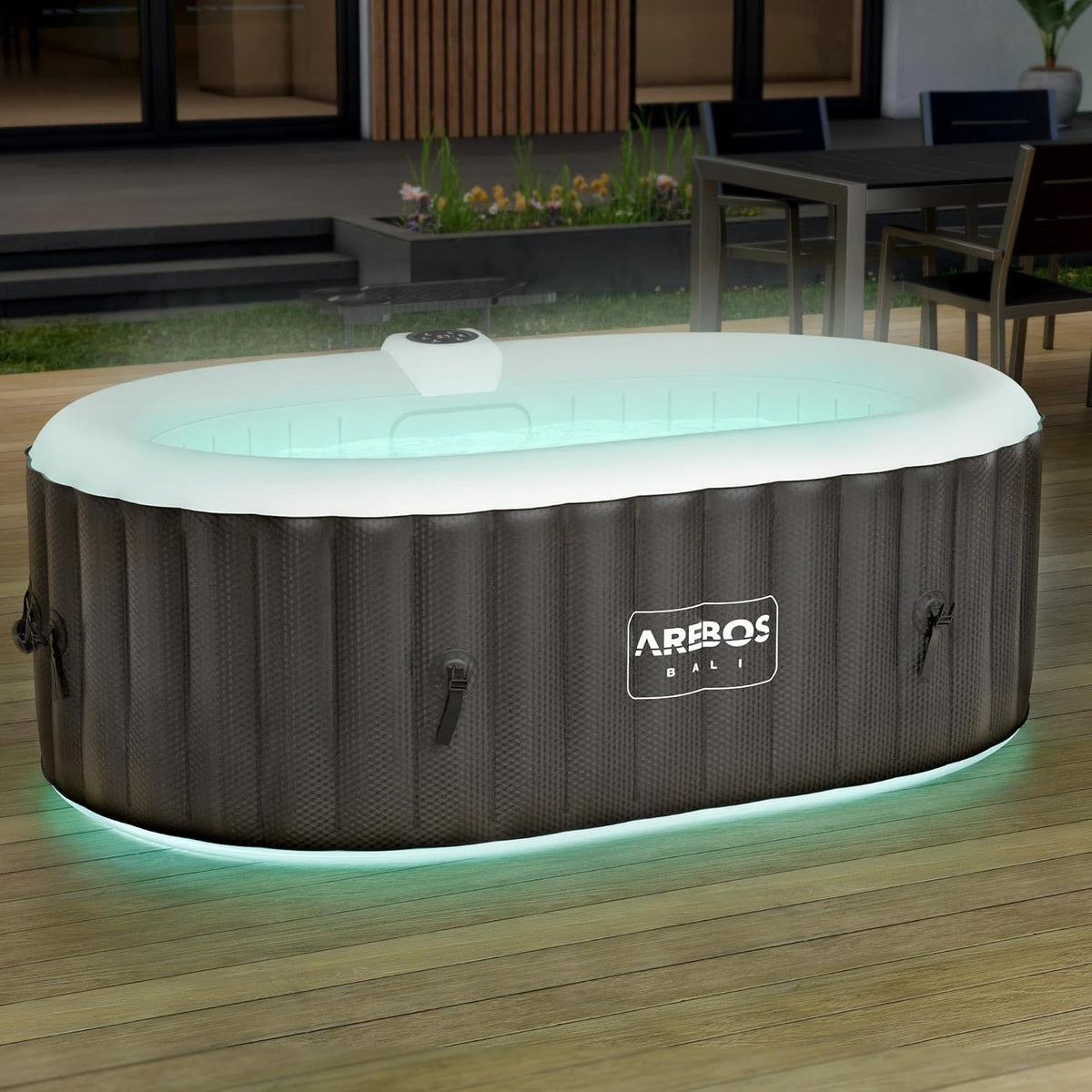 Arebos spa hinchable, 190 × 120 cm, con iluminación LED