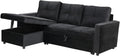 Sofá, 215 × 135 cm, negro, para el salón, IBERA HOME