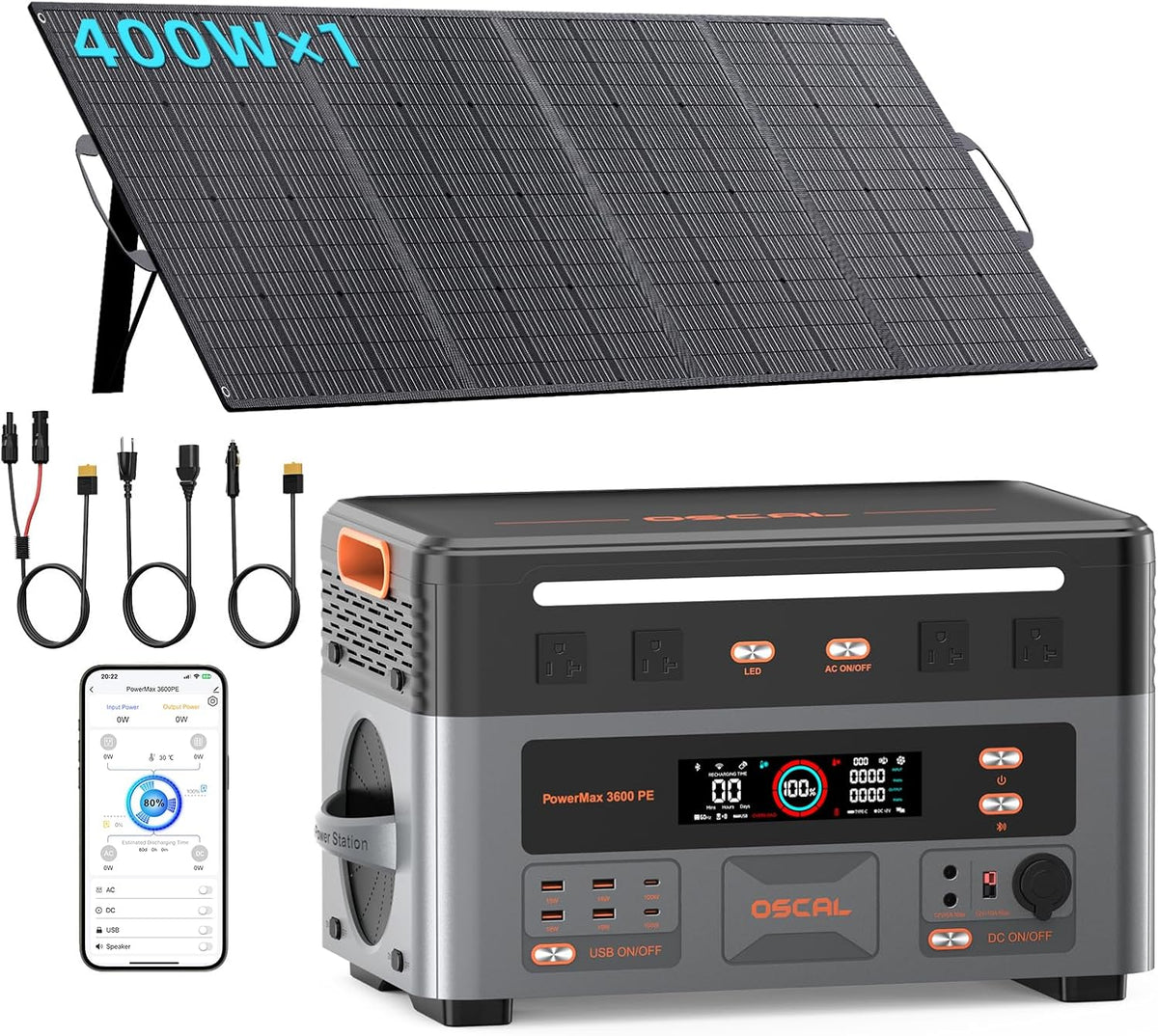 Generador eléctrico 2016 Wh, 3600 W, 400 W, inalámbrico, Sxtpikc