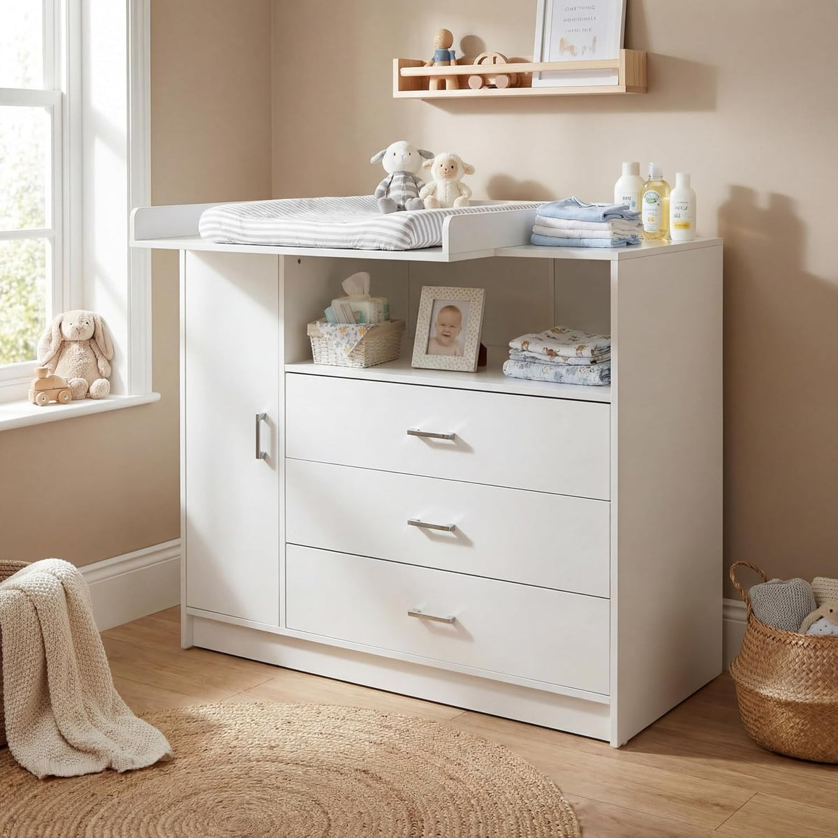 Cajoneras, 93 cm, madera, blanco, ecomi