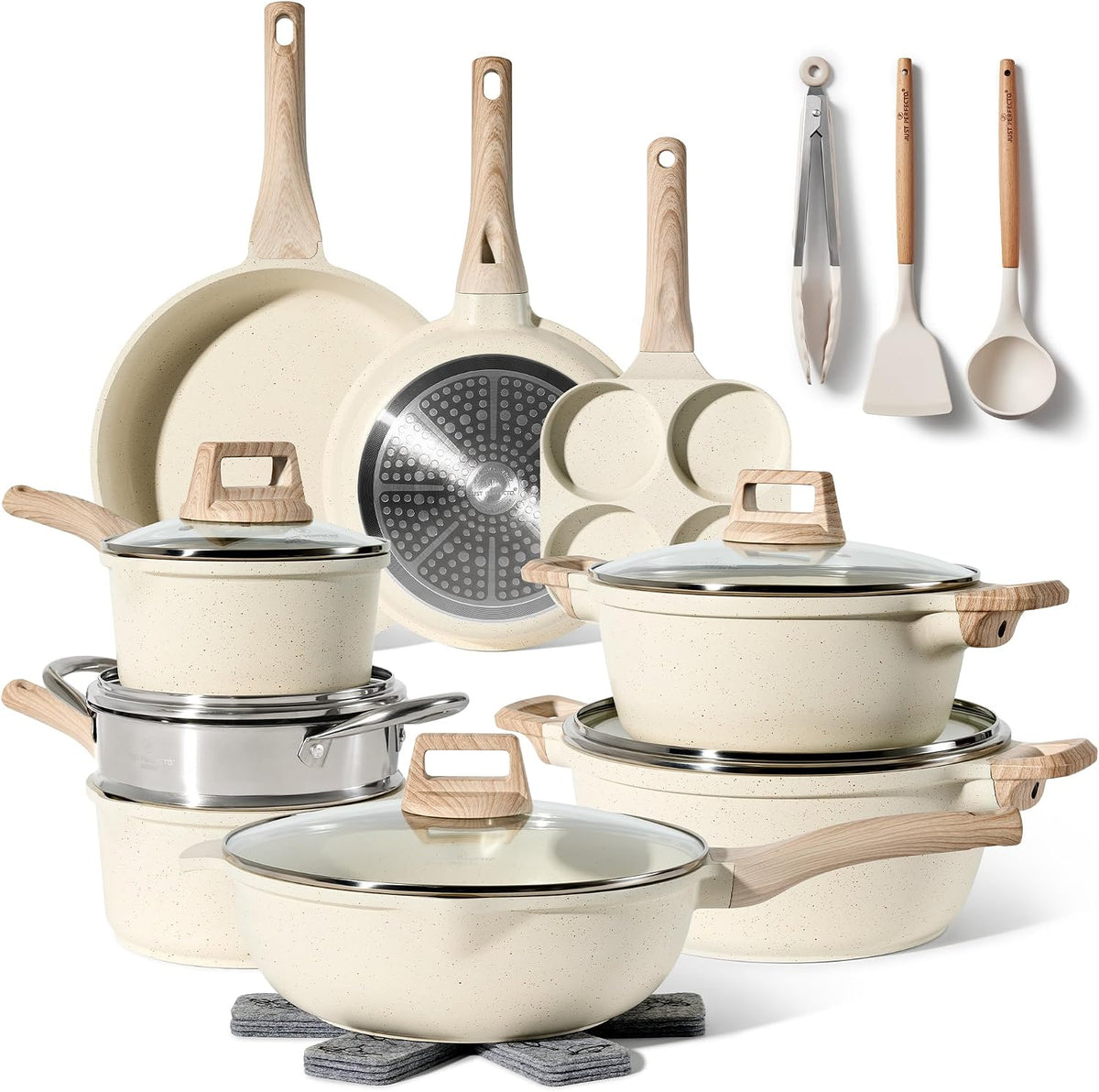 Baterías de cocina, 21 unidades, inalámbrico, aluminio, para la cocina, JUST PERFECTO HOUSEHOLD APPLIANCES