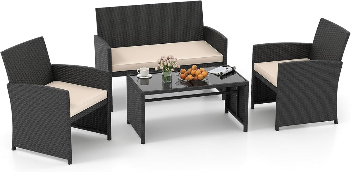 Mesa de centro, 89 × 46 × 43 cm, vidrio, para el jardín, para la terraza, SOARS