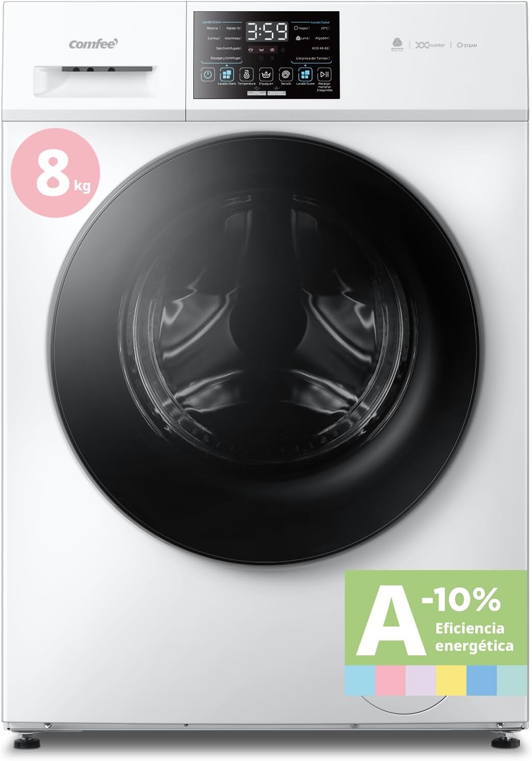 Lavadora A-10, 8 kg, blanco, Comfee