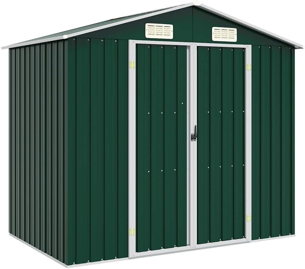 Cobertizo de jardín, 205 × 129 × 183 cm, acero, verde, para el jardín, Keeushr