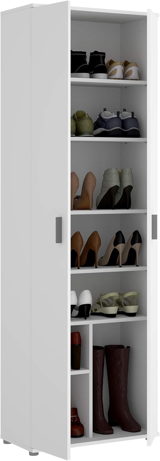 Armario, 61 × 190 × 35 cm, con estantes, madera, blanco, DEKIT GRUPO RIMOBEL