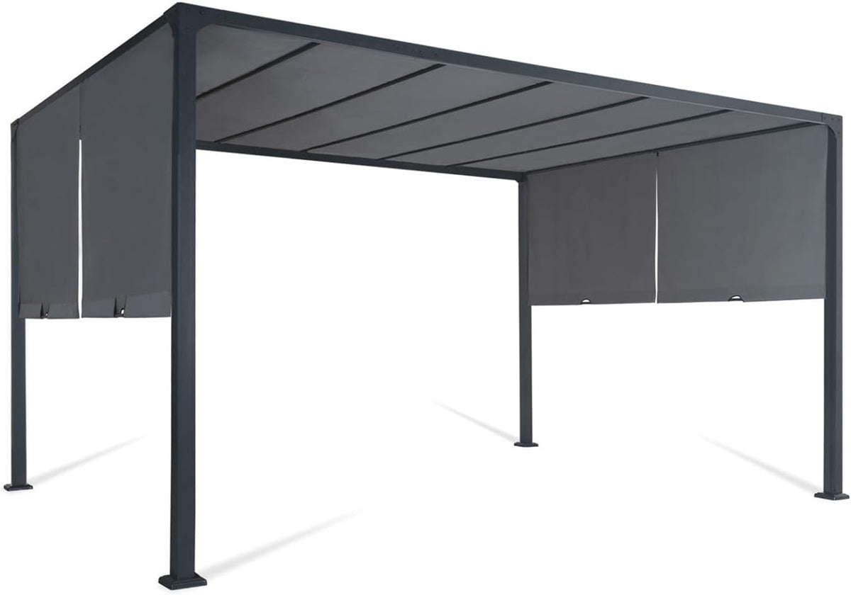 Cenador de jardín, 3 × 4 m, gris, para el jardín, IDMarket