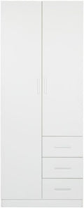 Armario, 200 × 80 × 58 cm, con cajones, blanco, Buyqualia