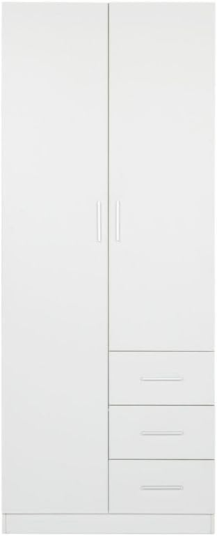 Armario, 200 × 80 × 58 cm, con cajones, blanco, Buyqualia