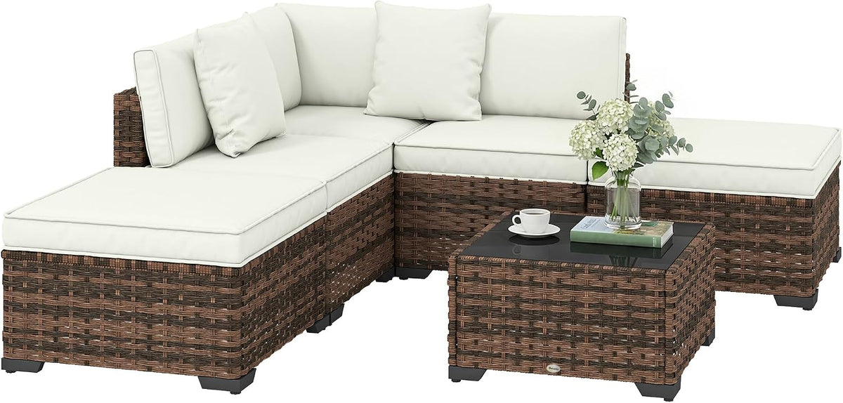 Outsunny conjunto de jardín, 200 × 200 × 63 cm, 6 unidades, marrón, para el jardín