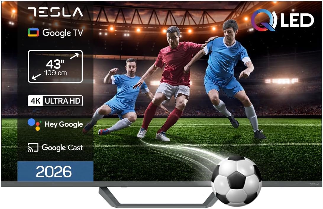 Smart TV DVB-T2/S2/C, 43 pouces, con WiFi, control inteligente, negro, TESLA