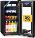 Frigorífico GK50, 50 L, con iluminación LED, vidrio, negro, Sommertal